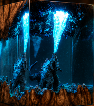 Monster resin glow lamp blue resin detail