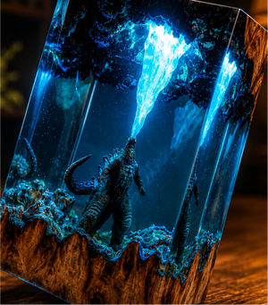 Monster resin glow lamp handmade scene
