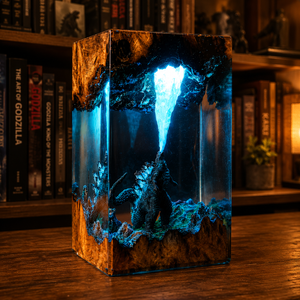 Monster resin glow lamp on desk
